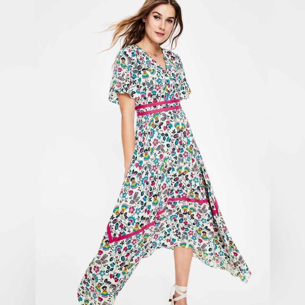 Boden Holly Hanky Hemline Floral Dress Size 10Long